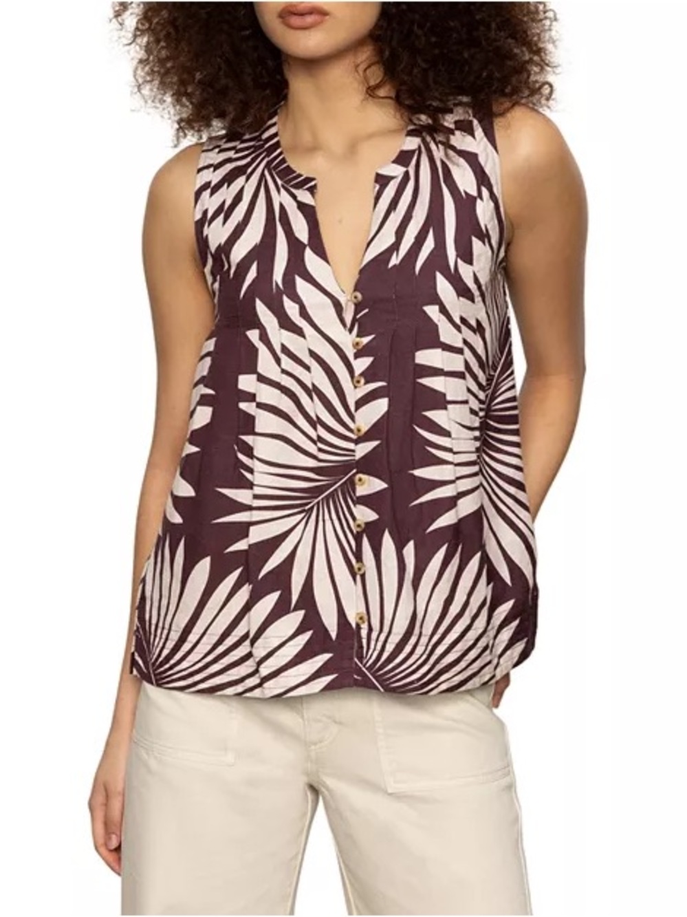 Anthropologie Sanctuary Sleeveless Printed Button-Front Top